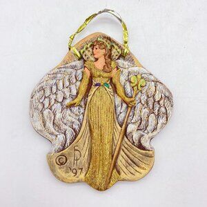 Street Scene Gallery hand painted Woodgraph Angel of Mardi Gras ornament 97 sign